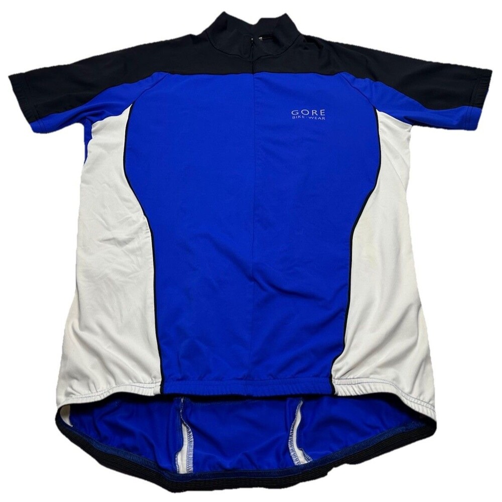 Men's Gore Bike Wear 1/2 Zip Cycling Jersey Size Medium Royal Blue White Black